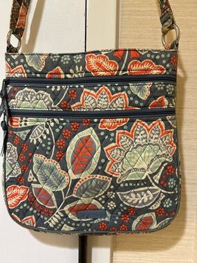 Vera Bradley Quilted Floral Crossbody in Charcoal, Coral & Sage
